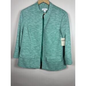 NWT Coldwater Creek Womens Blazer Green Cropped 3/4 Sleeve MSRP $129 Size 16